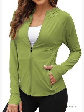 UPF 50+ Sun Protection Hooded Jacket Lightweight Athletic Hiking Running Shirt